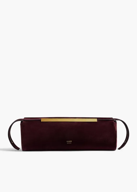 Donna Evening Clutch in Rouge Noir Suede made by KHAITE