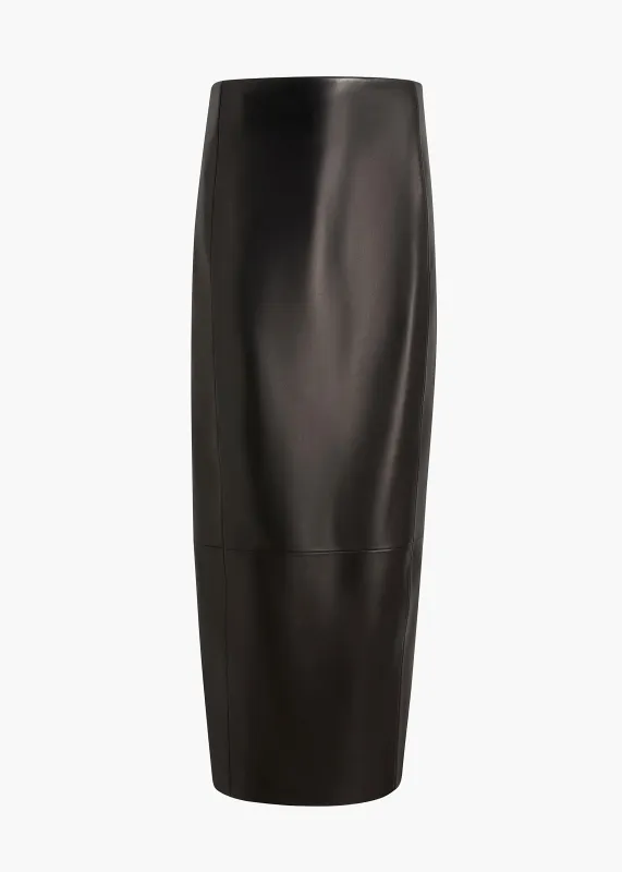Lyle Skirt in Black Leather made by KHAITE
