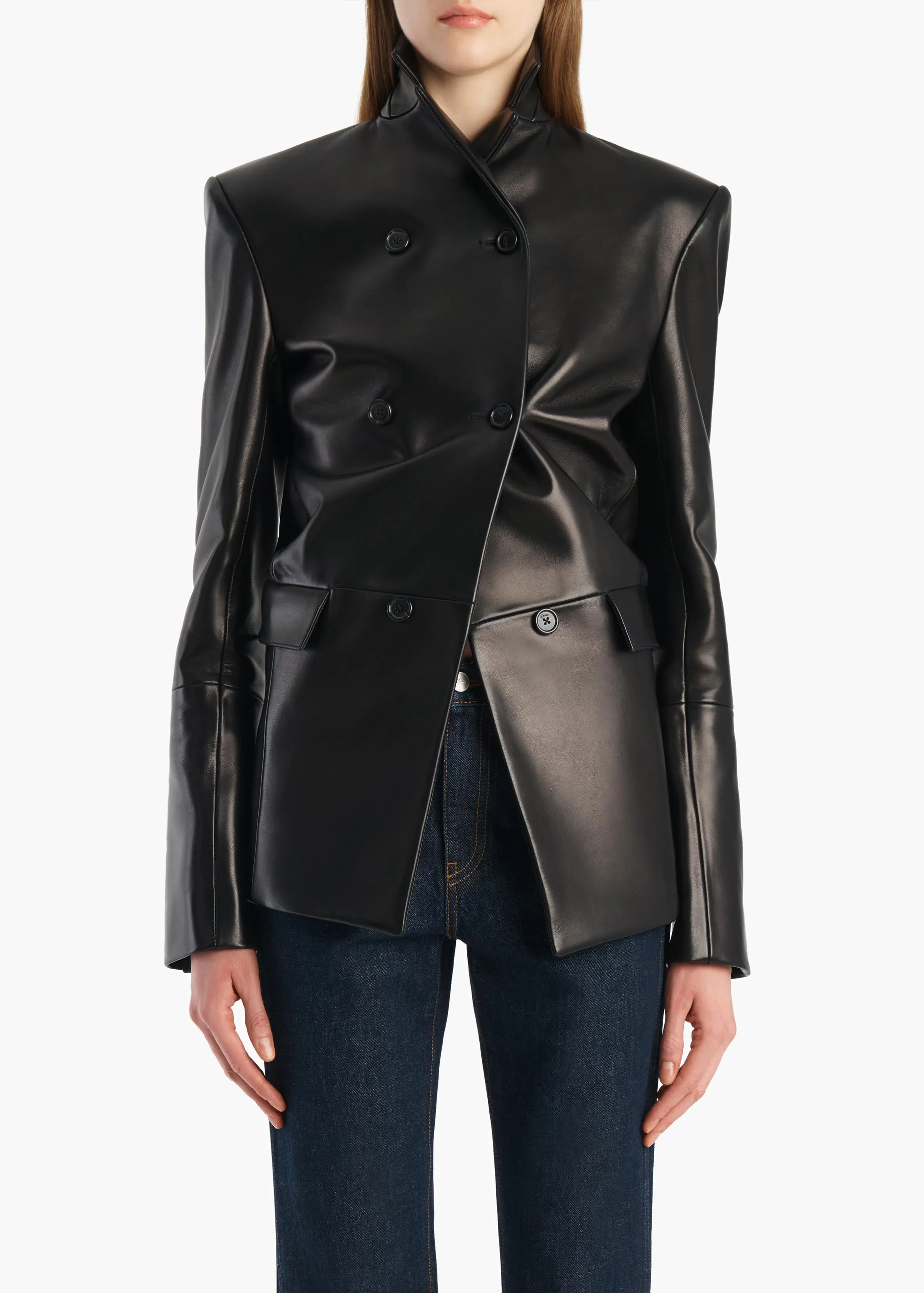 Rolo Jacket in Black Leather sold by KHAITE product image thumbnail 3