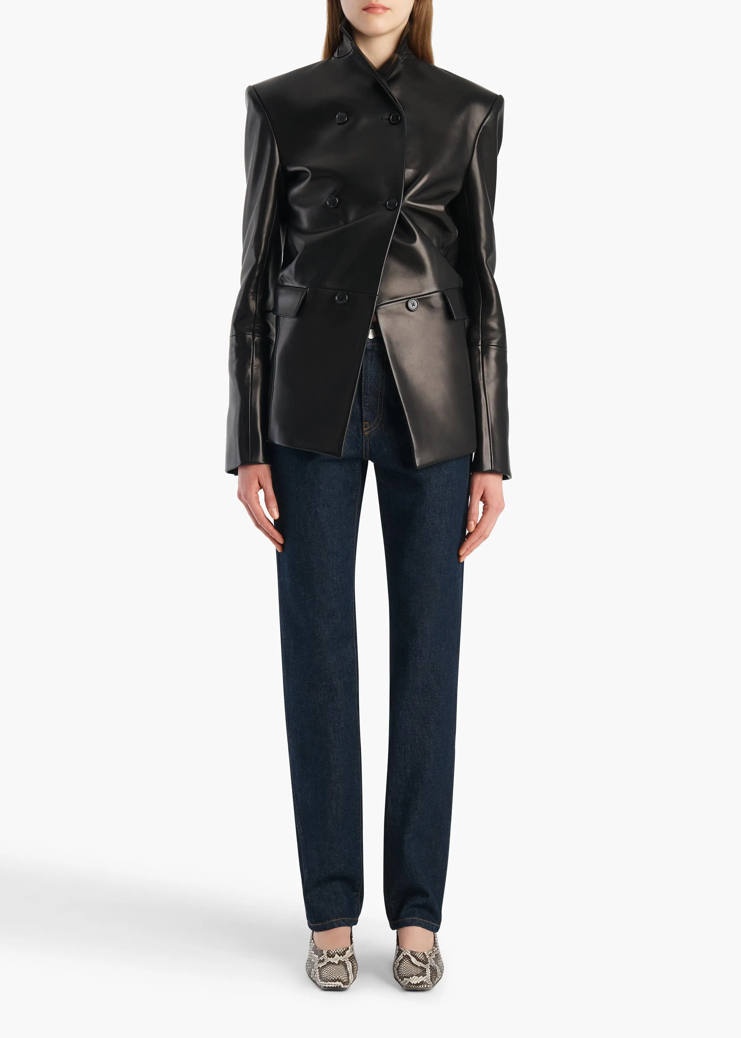 Rolo Jacket in Black Leather sold by KHAITE product image thumbnail 2