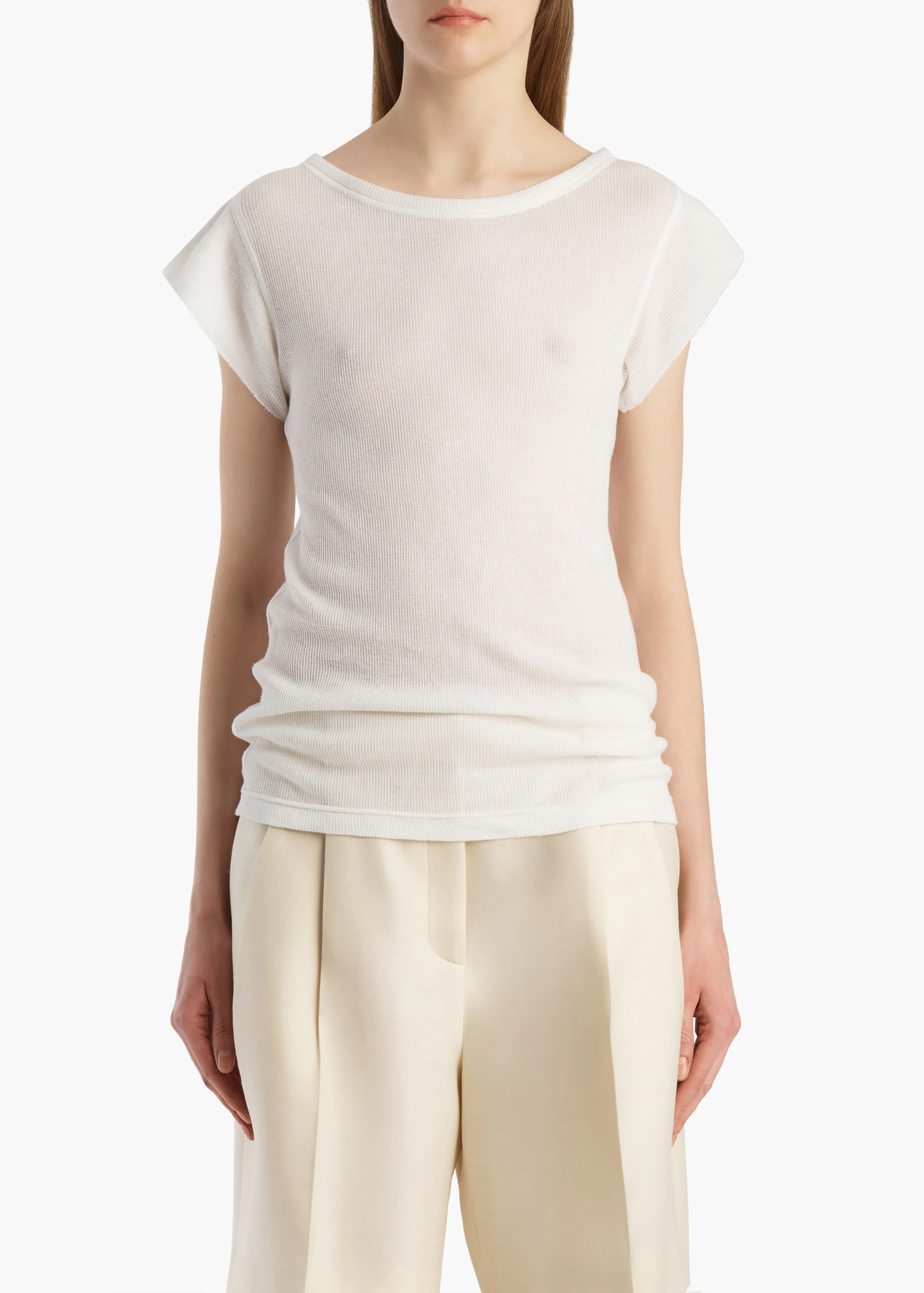 Angel Top in Chalk Cashmere Jersey sold by KHAITE product image thumbnail 3