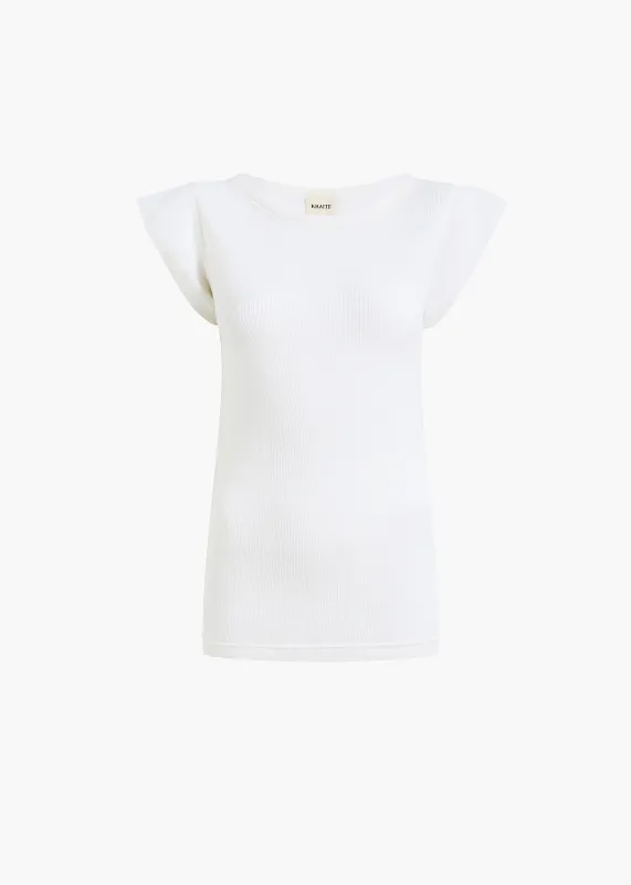 Angel Top in Chalk Cashmere Jersey made by KHAITE