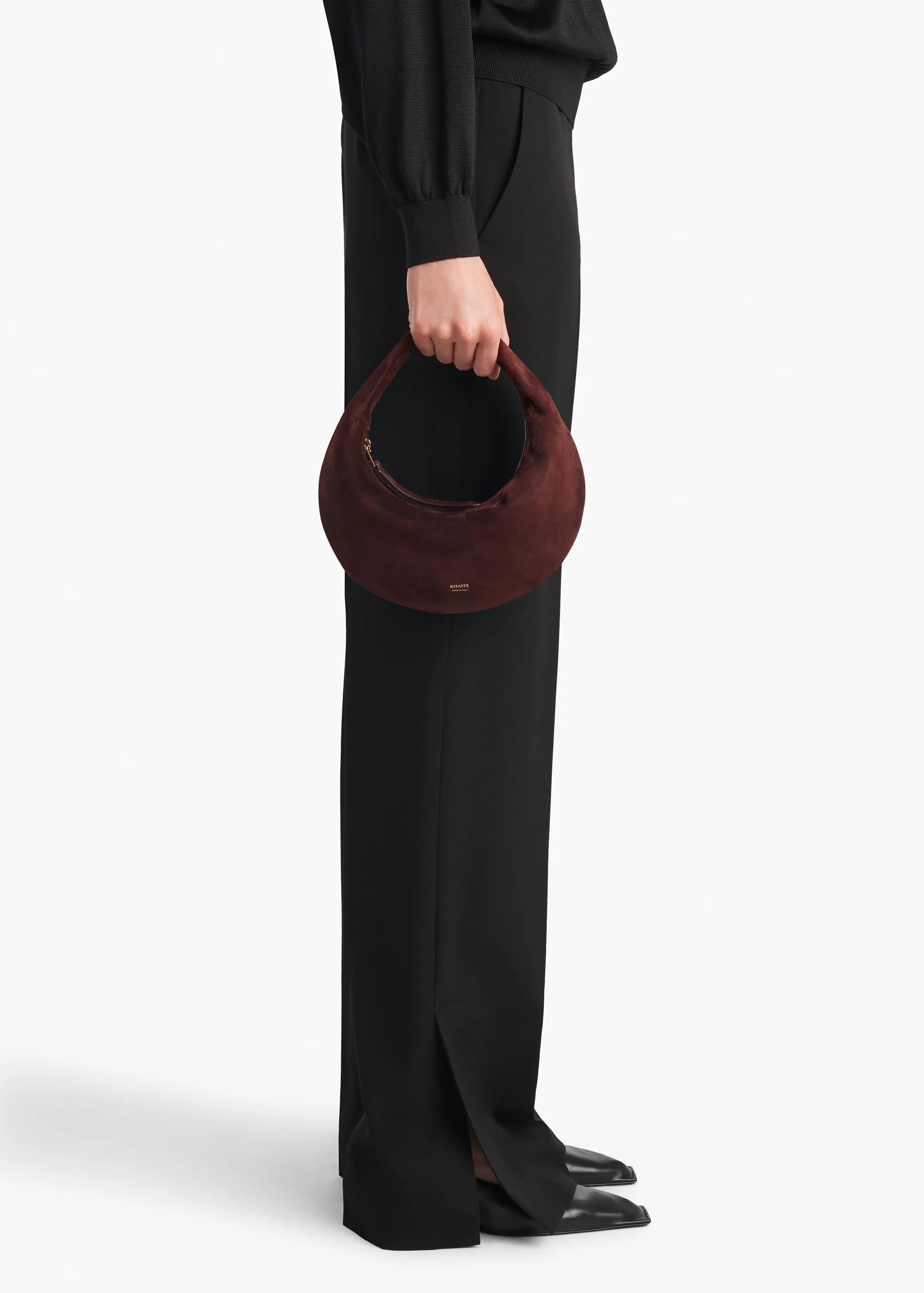 Mini Olivia Hobo in Rouge Noir Suede sold by KHAITE product image thumbnail 5