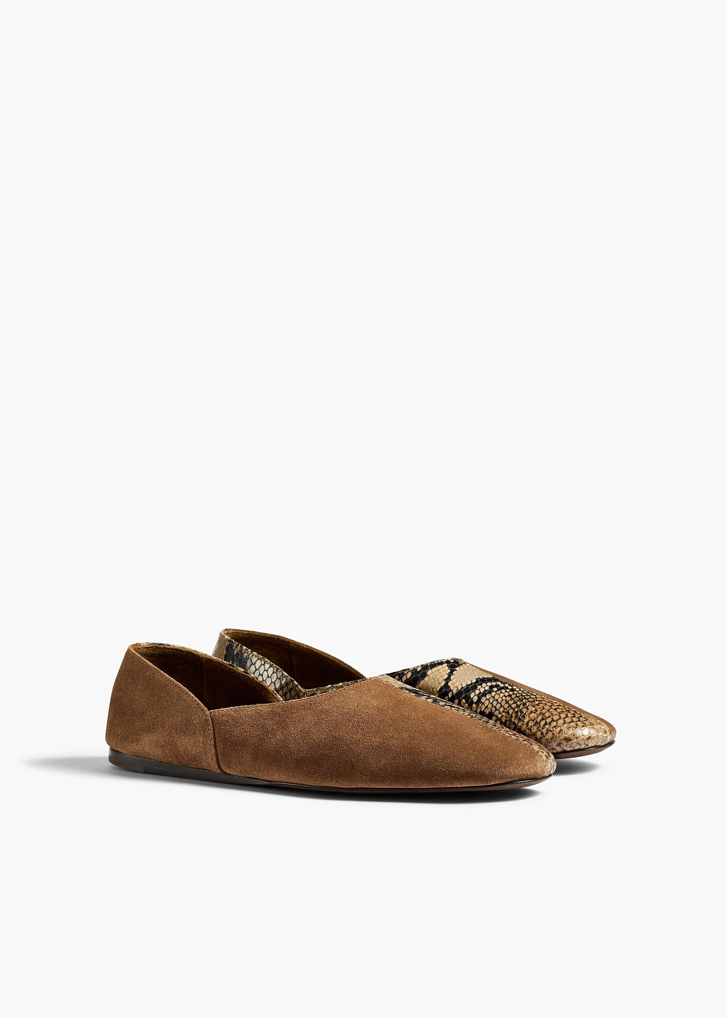 Jane Flat in Dattero Suede and Python-Embossed Taupe sold by KHAITE product image thumbnail 2