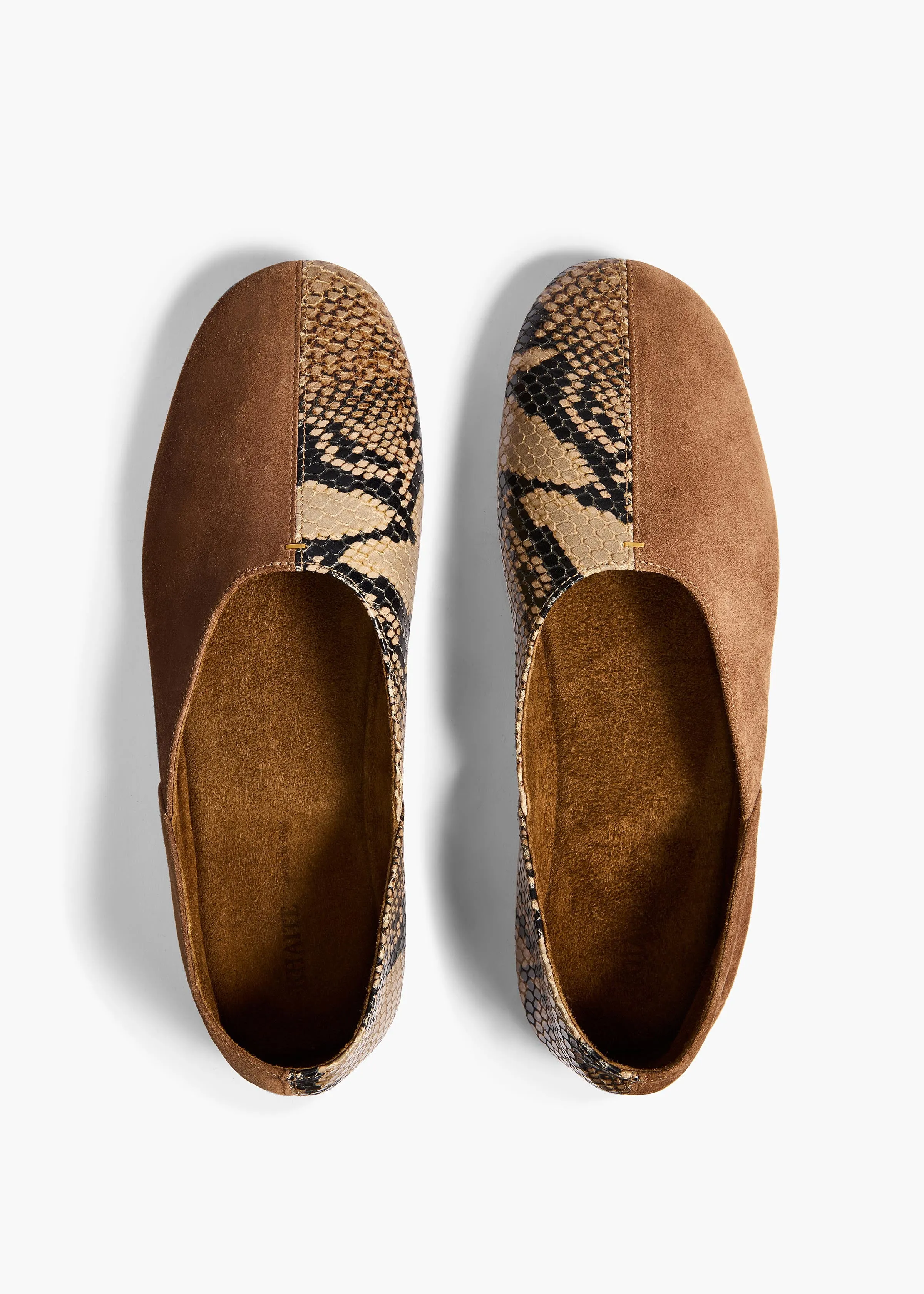 Jane Flat in Dattero Suede and Python-Embossed Taupe sold by KHAITE product image thumbnail 3