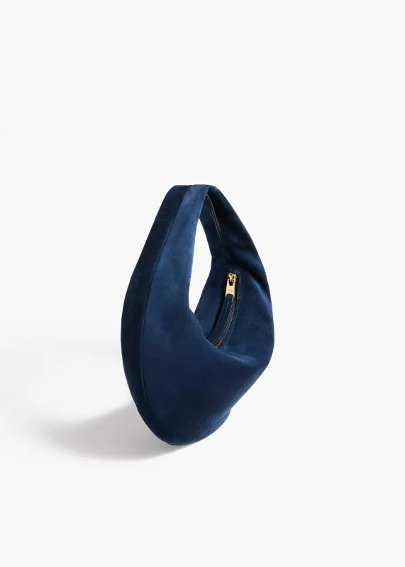 Mini Olivia Hobo in Midnight Navy Suede made by KHAITE