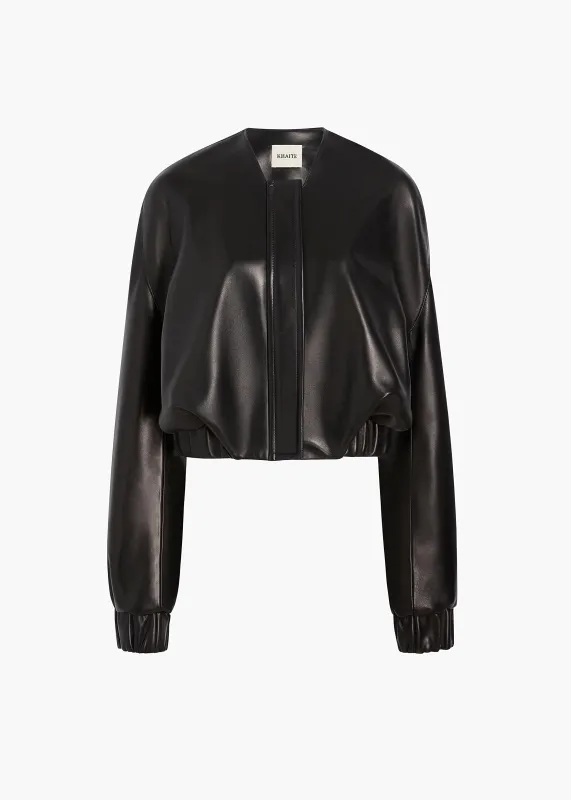Cordan Jacket in Black Leather made by KHAITE