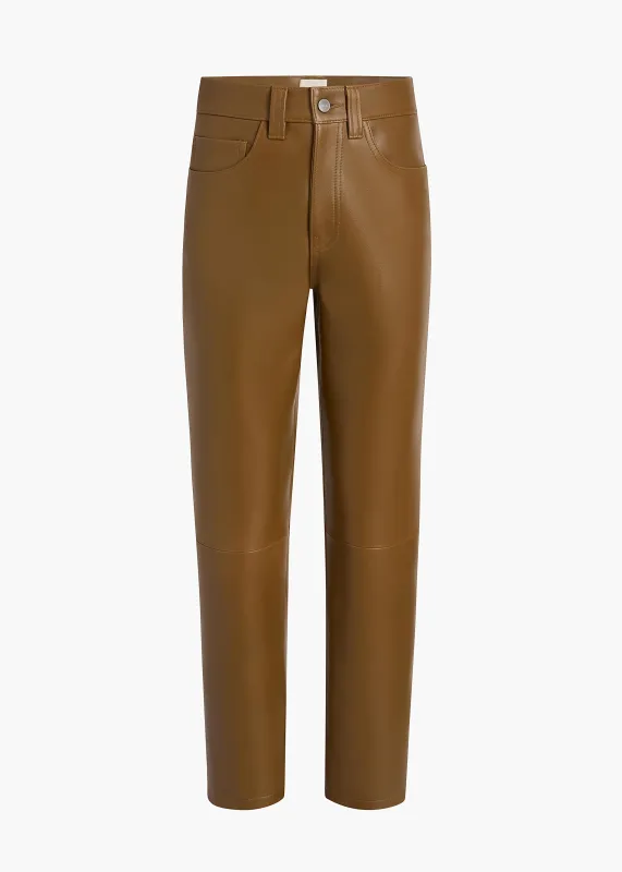 Callum Pant in Dark Olive Leather made by KHAITE