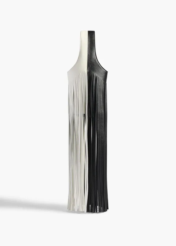 Small Livia Fringe Bag in Black and White made by KHAITE