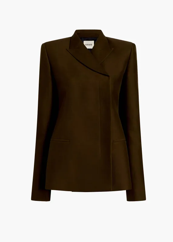 Silvannah Jacket in Dark Olive made by KHAITE