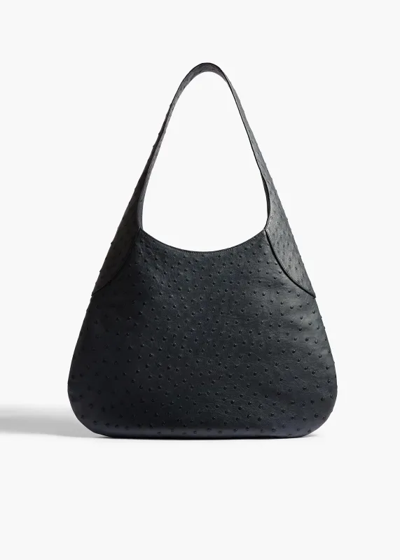 Large Joan Hobo in Midnight Navy Ostrich made by KHAITE
