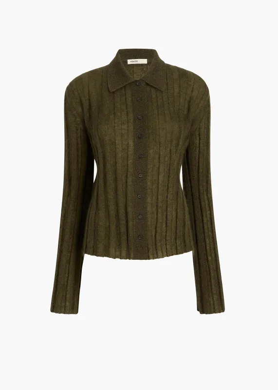 Meadow Sweater in Dark Olive made by KHAITE