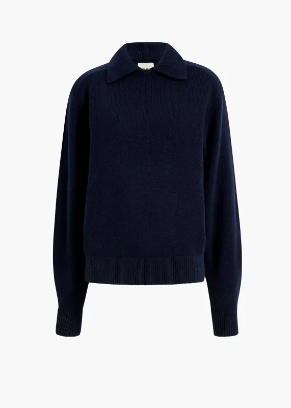 Jackson Sweater in Midnight Navy made by KHAITE