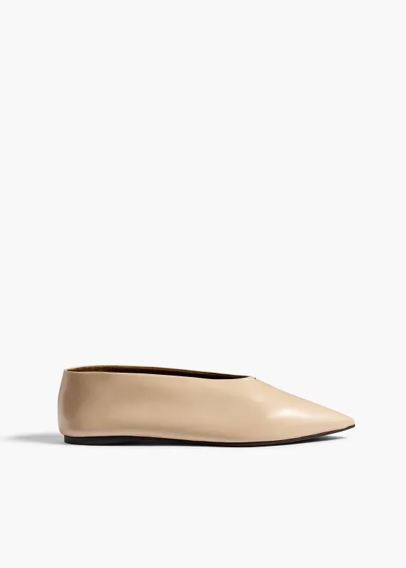 Miriam Ballerina in Nude Glazed Leather made by KHAITE