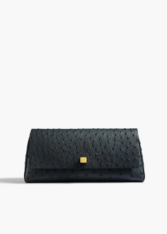 Audrey Clutch in Midnight Navy Ostrich made by KHAITE