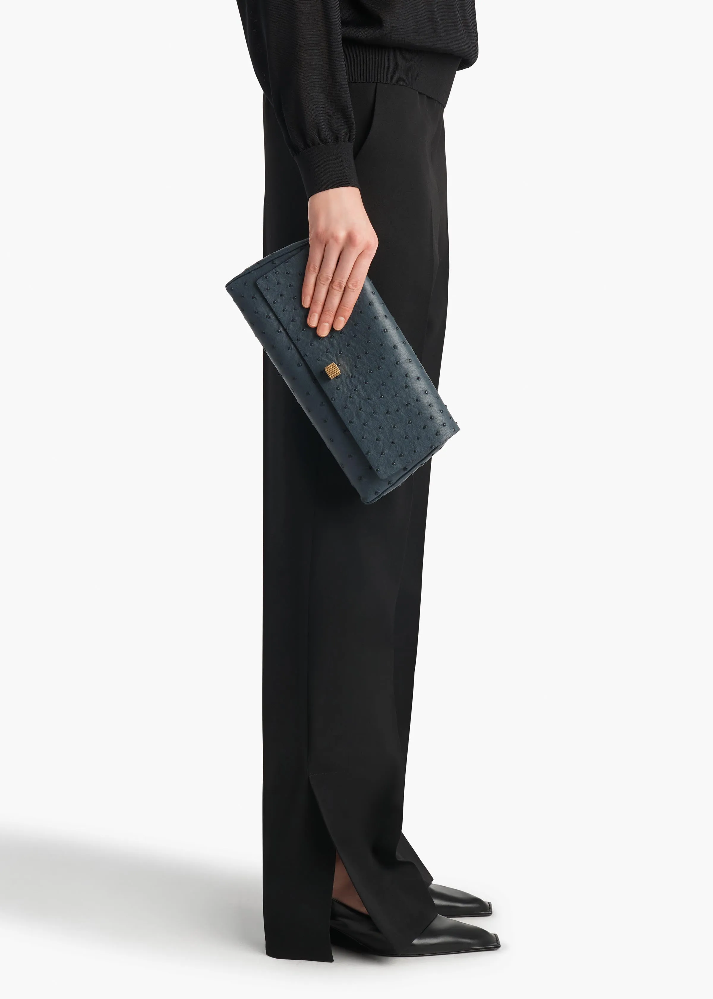 Audrey Clutch in Midnight Navy Ostrich sold by KHAITE product image thumbnail 5