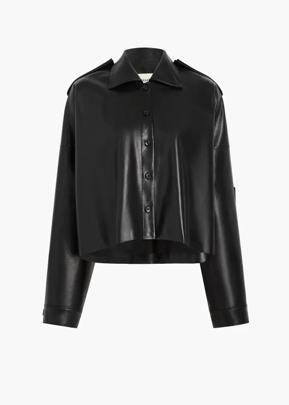 Bodine Top in Black Leather made by KHAITE