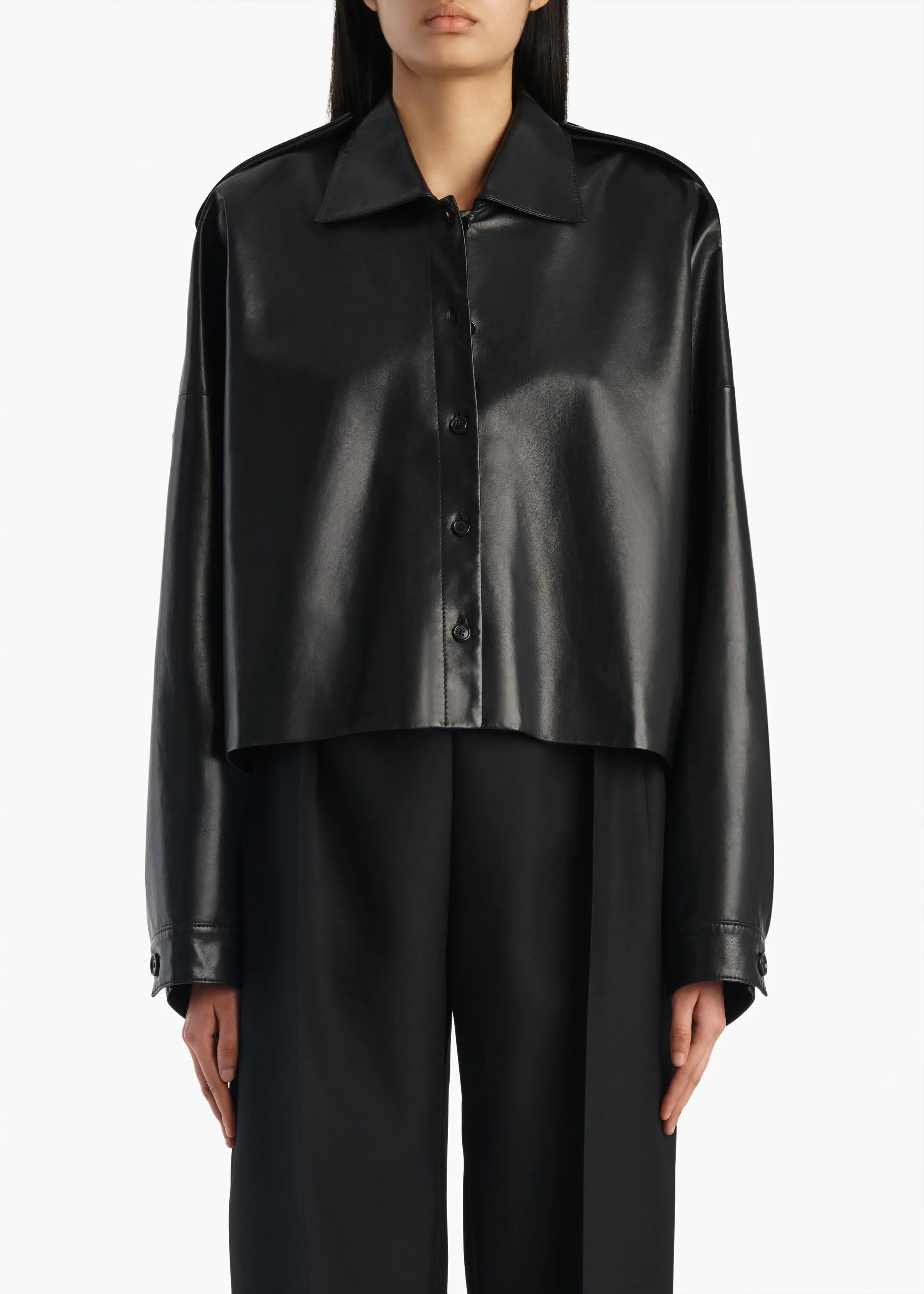 Bodine Top in Black Leather sold by KHAITE product image thumbnail 3