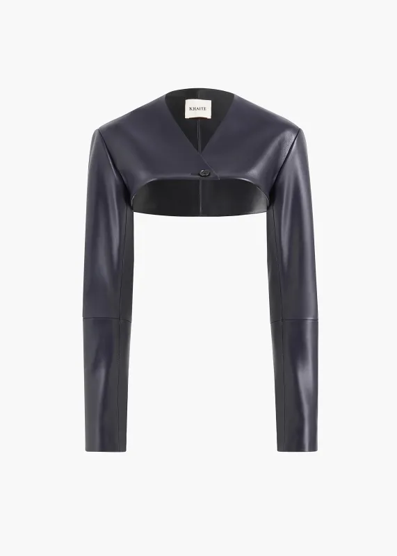 Onno Jacket in Dark Navy Leather made by KHAITE