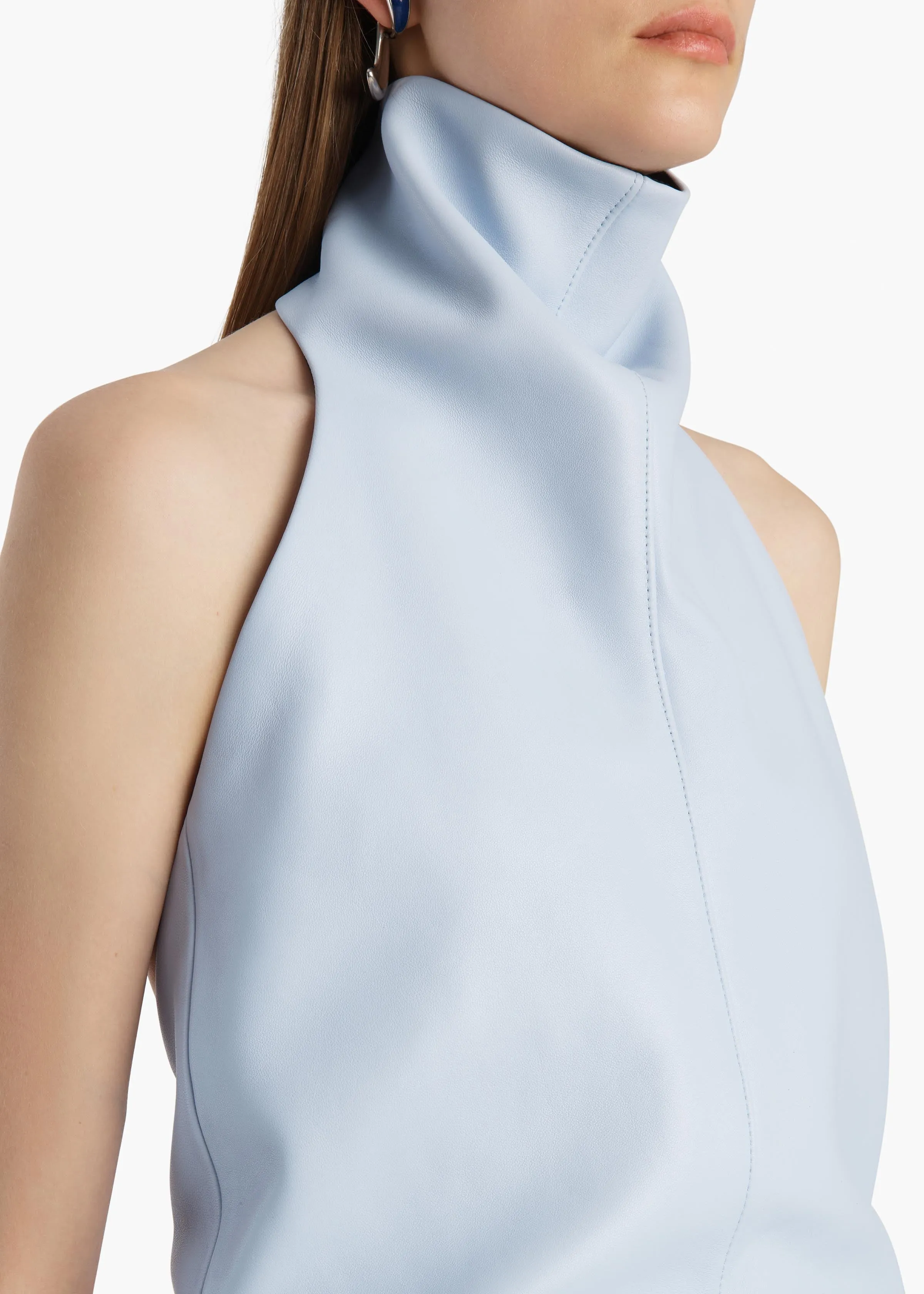 Rone Top in Sky Blue Leather sold by KHAITE product image thumbnail 5