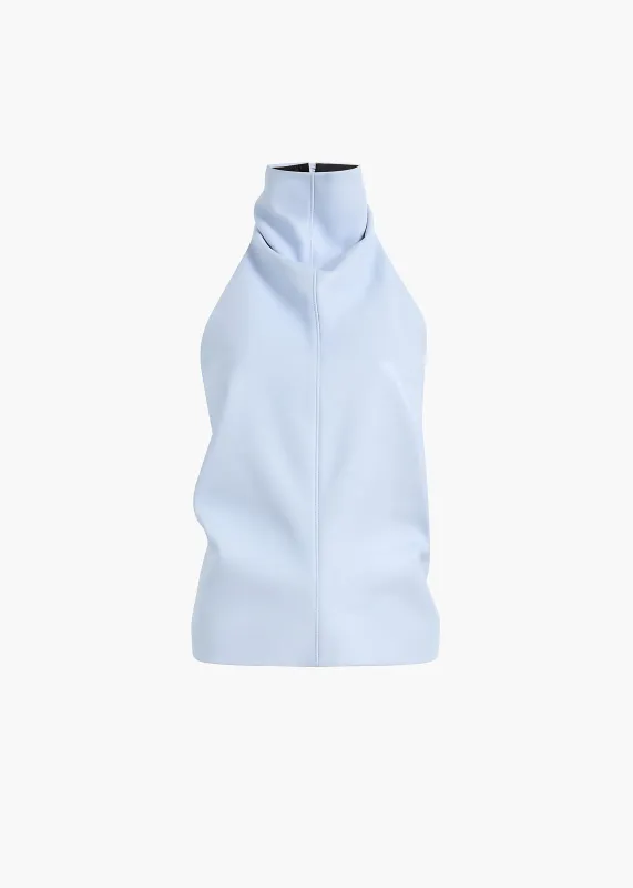 Rone Top in Sky Blue Leather made by KHAITE
