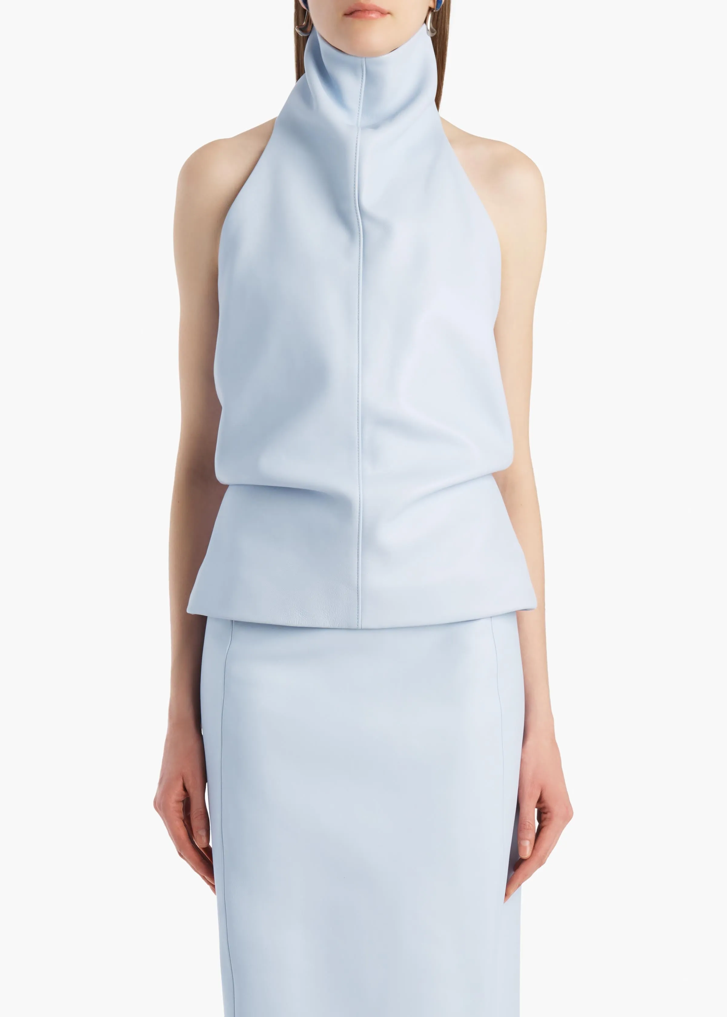 Rone Top in Sky Blue Leather sold by KHAITE product image thumbnail 3