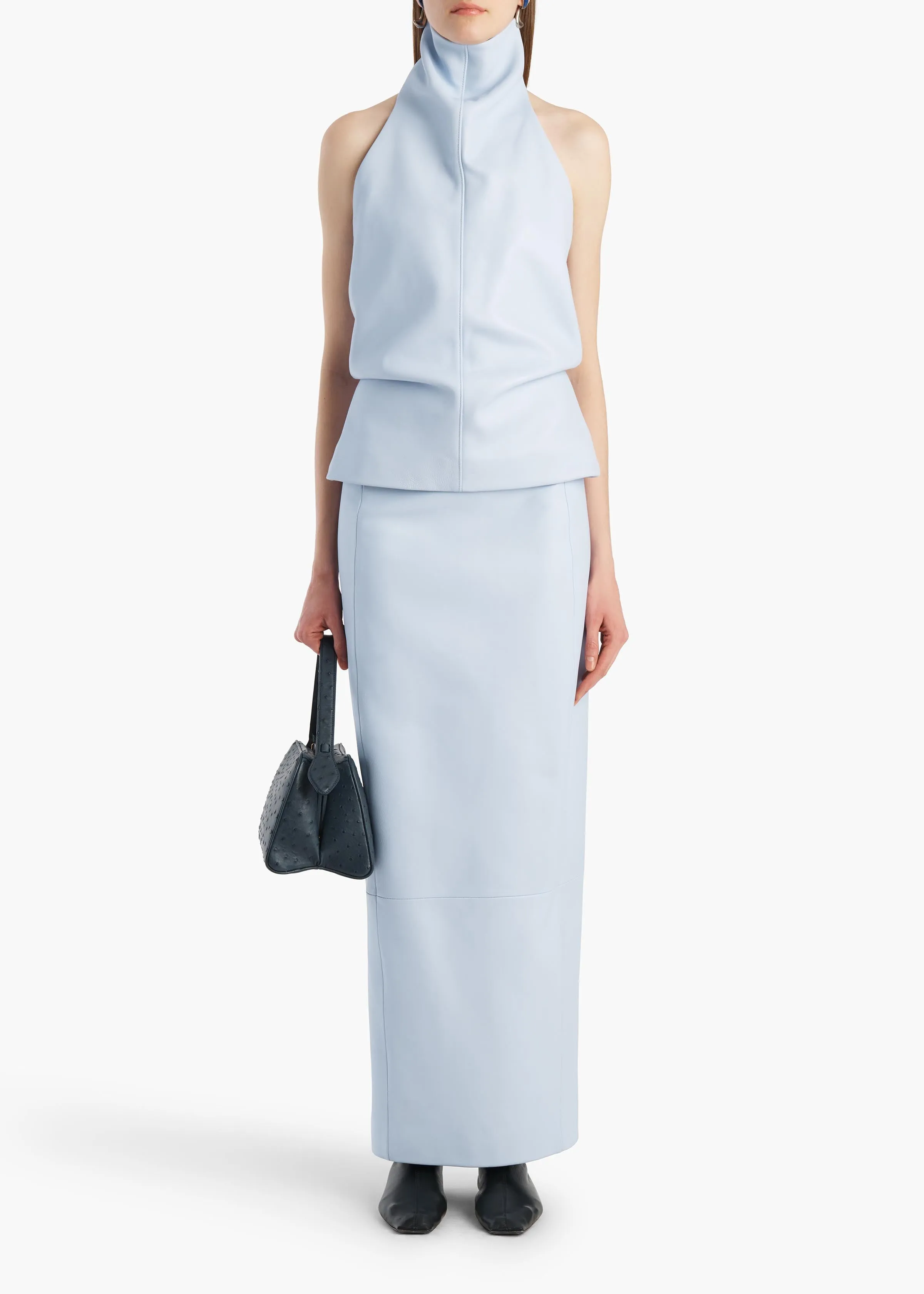 Lyle Skirt in Sky Blue Leather sold by KHAITE product image thumbnail 2