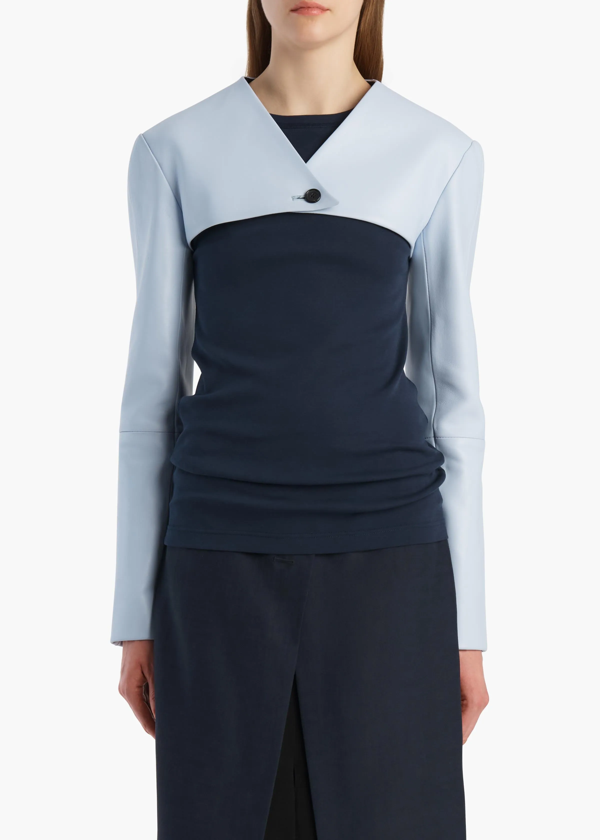 Onno Jacket in Sky Blue Leather sold by KHAITE product image thumbnail 3