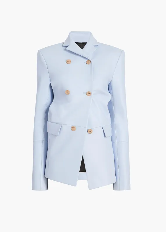 Rolo Jacket in Sky Blue Leather made by KHAITE