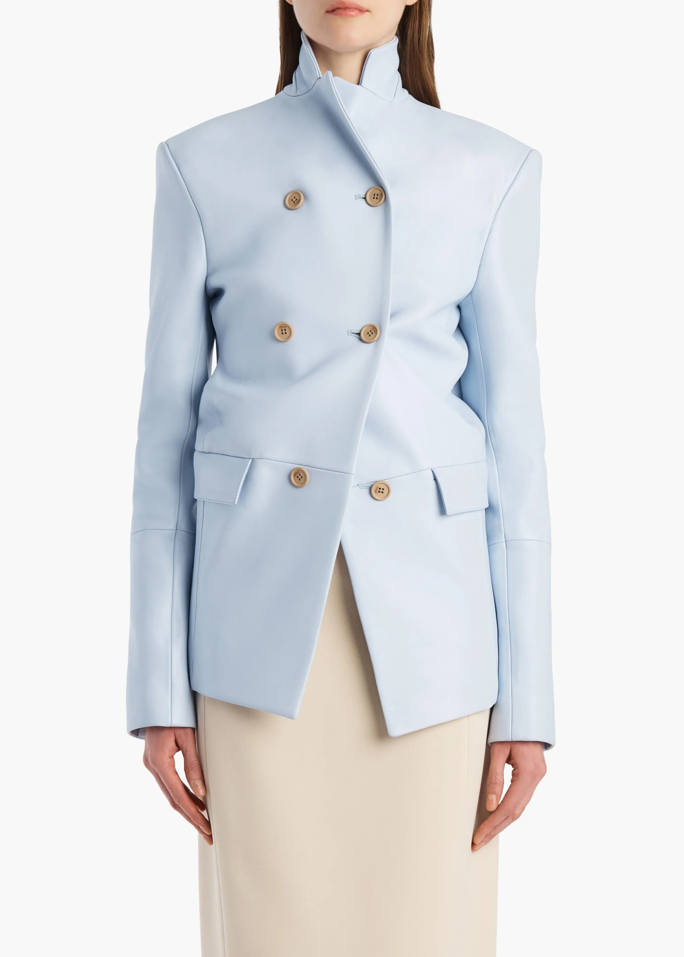 Rolo Jacket in Sky Blue Leather sold by KHAITE product image thumbnail 3