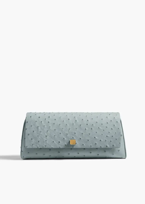 Audrey Clutch in Frost Ostrich made by KHAITE