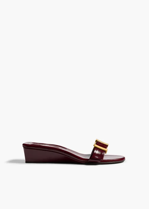 Manhattan Sandal in Bordeaux Glazed Leather made by KHAITE