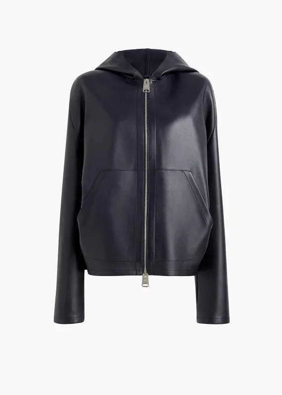 Darlo Jacket in Dark Navy Leather made by KHAITE