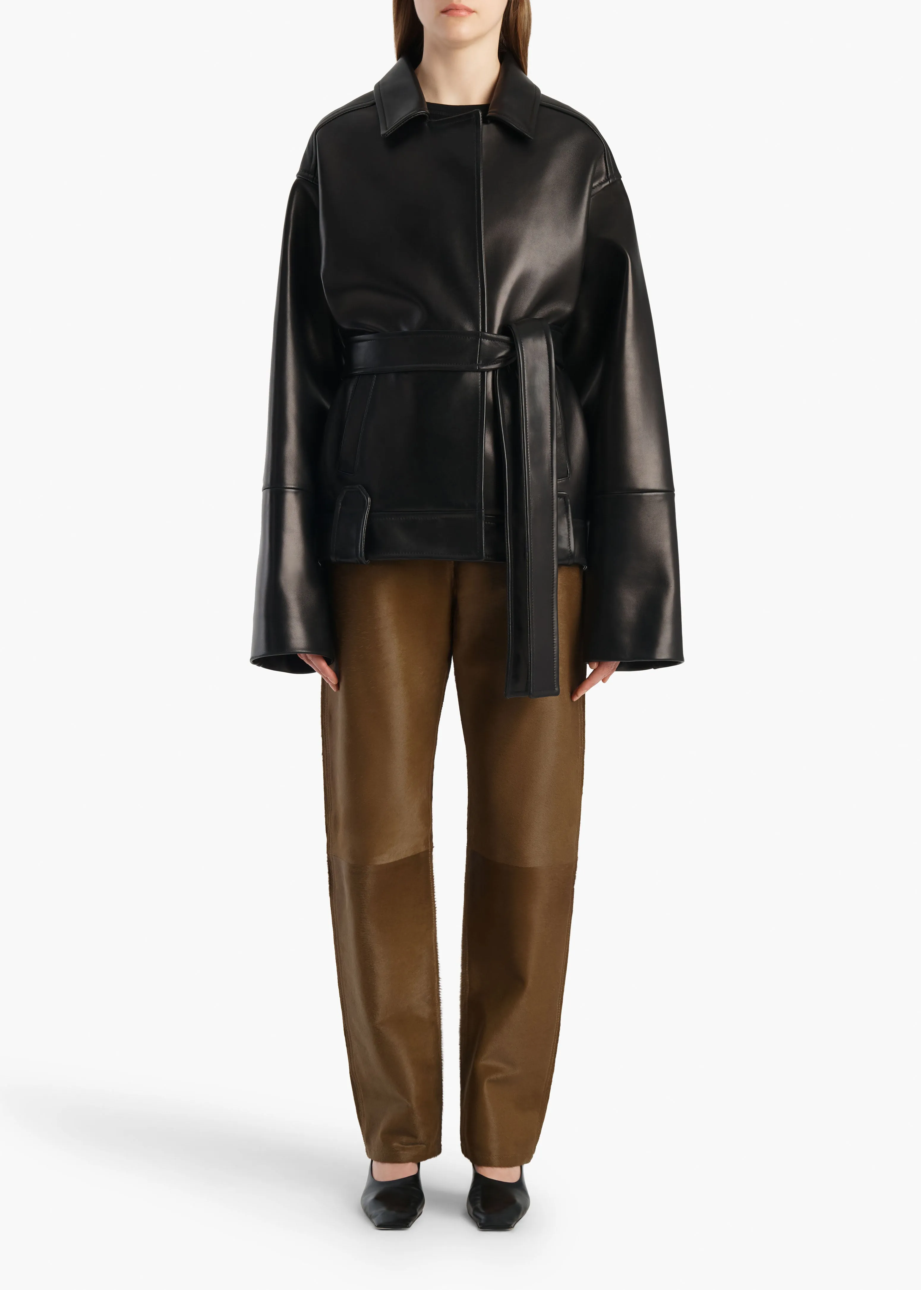 Callum Pant in Almond Haircalf sold by KHAITE product image thumbnail 2