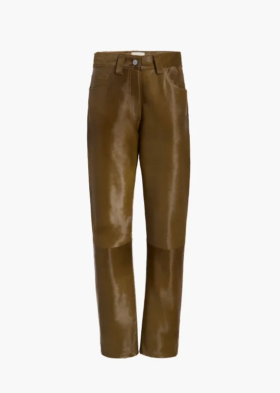 Callum Pant in Almond Haircalf made by KHAITE