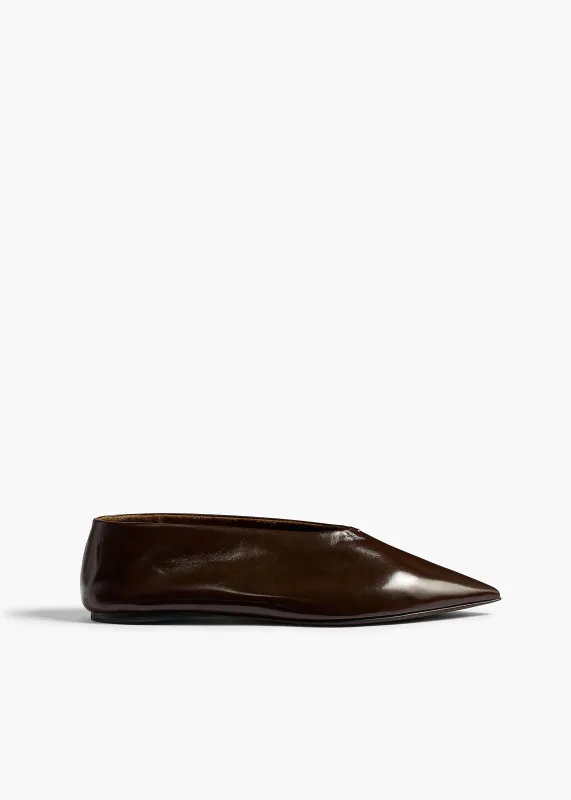 Miriam Ballerina in Cacao Glazed Leather made by KHAITE