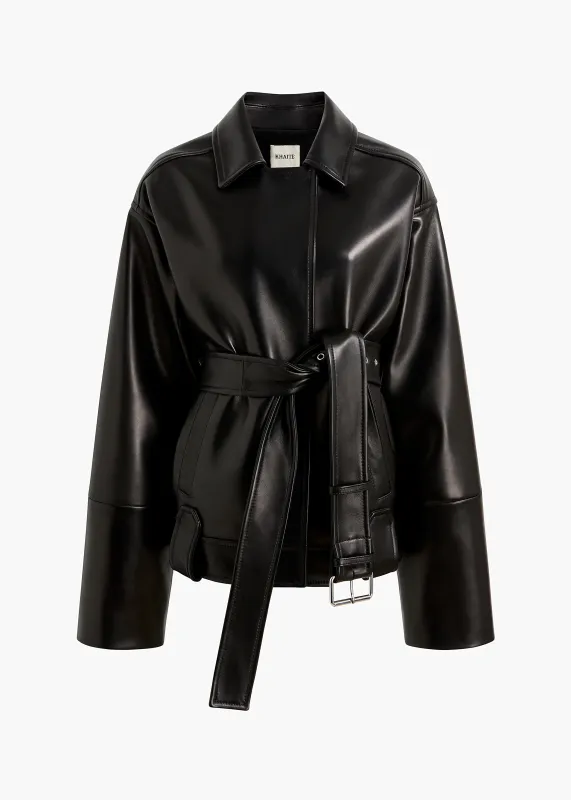 Alder Jacket in Black Leather made by KHAITE