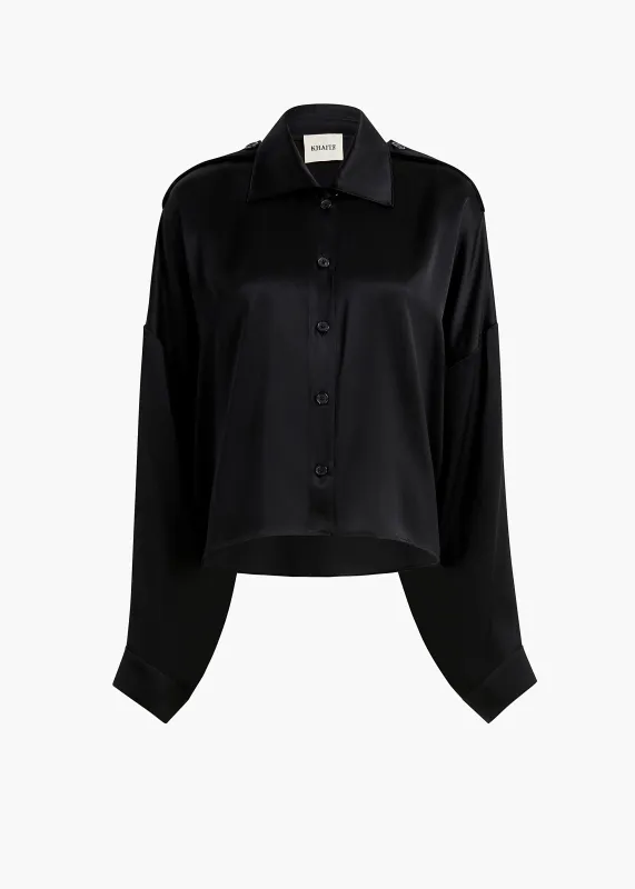 Bodine Top in Black Silk made by KHAITE
