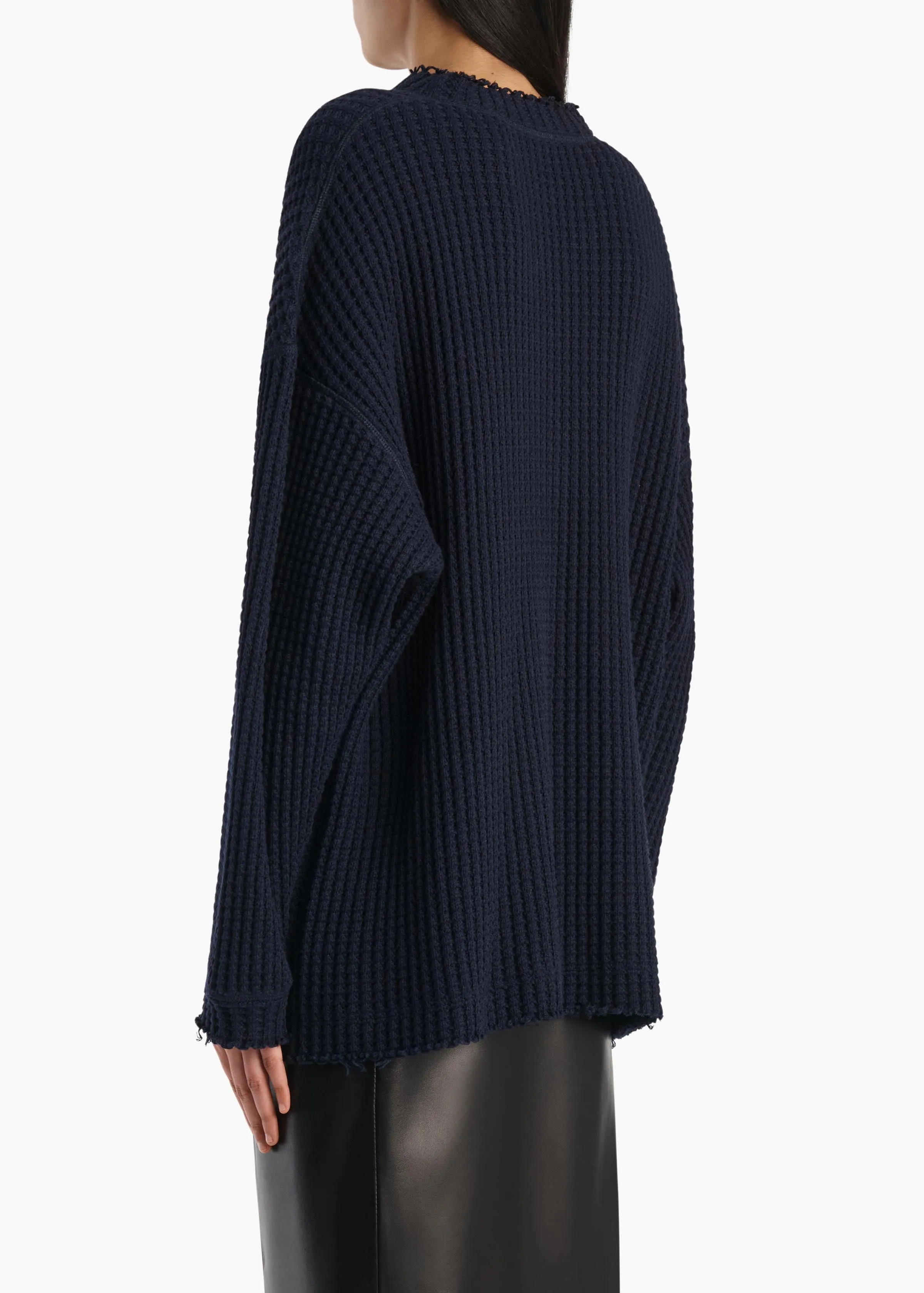 Dylan Top in Dark Navy Waffle sold by KHAITE product image thumbnail 4