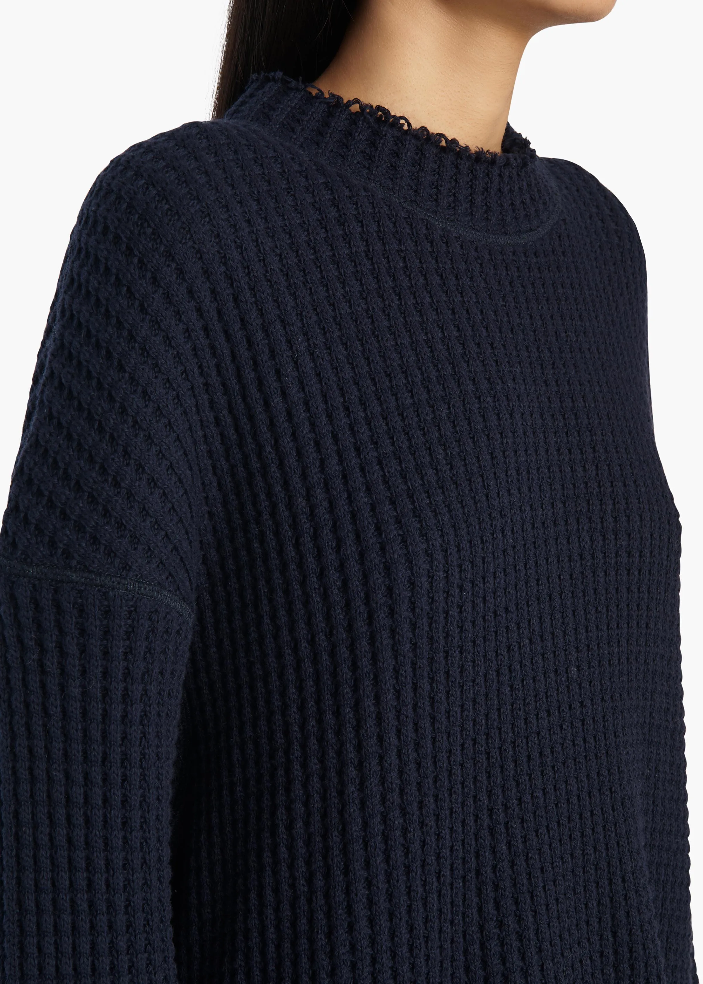 Dylan Top in Dark Navy Waffle sold by KHAITE product image thumbnail 5