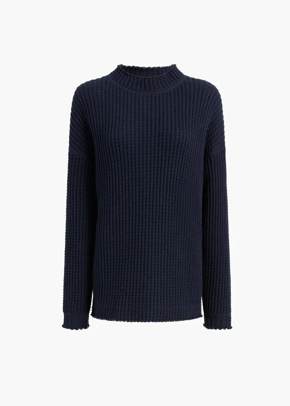Dylan Top in Dark Navy Waffle made by KHAITE