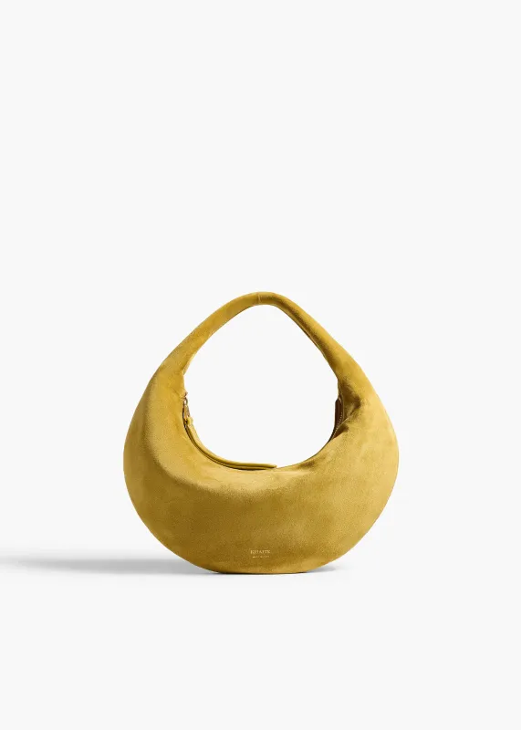 Mini Olivia Hobo in Golden Olive Suede made by KHAITE