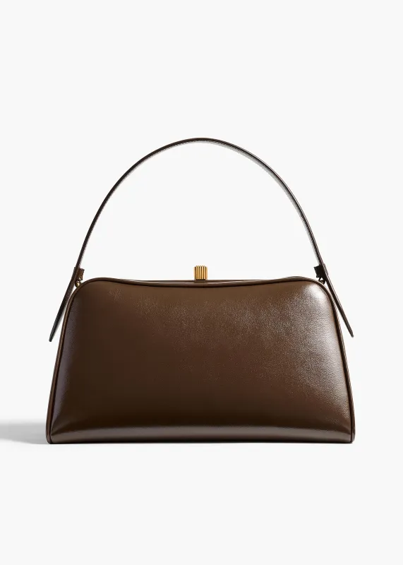 Cate Bag in Chestnut Crackle Patent Leather made by KHAITE