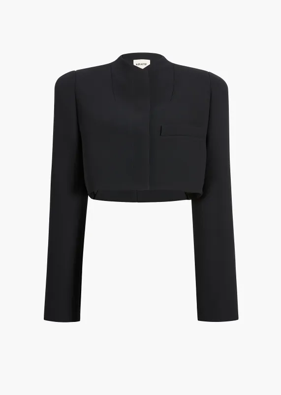 Samo Jacket in Black Crepe made by KHAITE