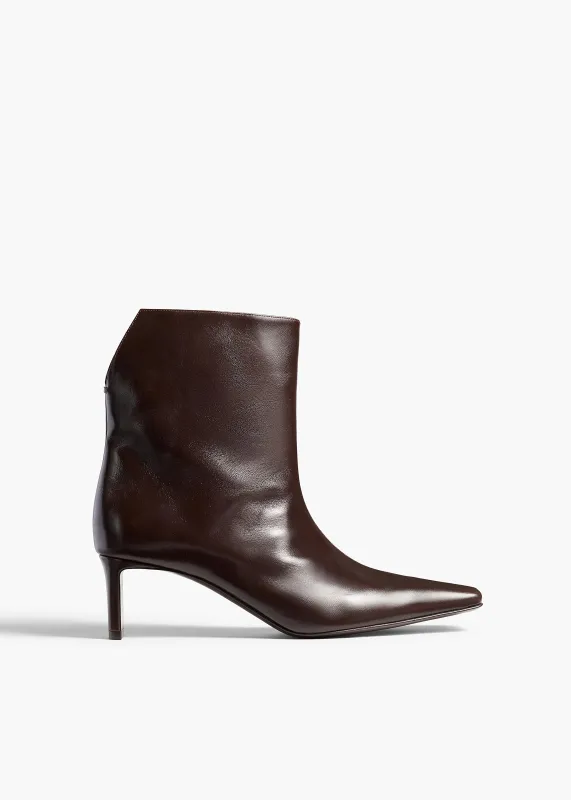 Ona Ankle Boot in Chocolate Glazed Leather made by KHAITE