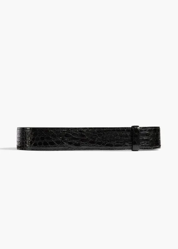 Theo Waist Belt in Black Croc-Embossed Leather made by KHAITE