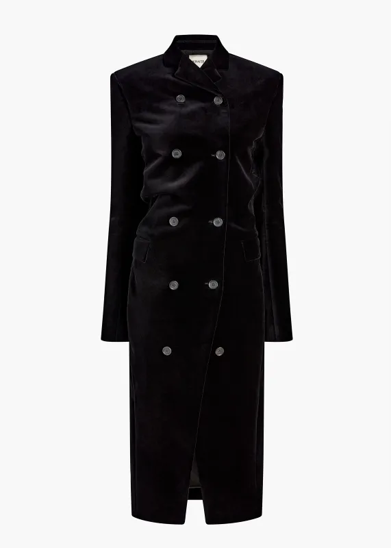 Rolon Coat in Black Velvet made by KHAITE