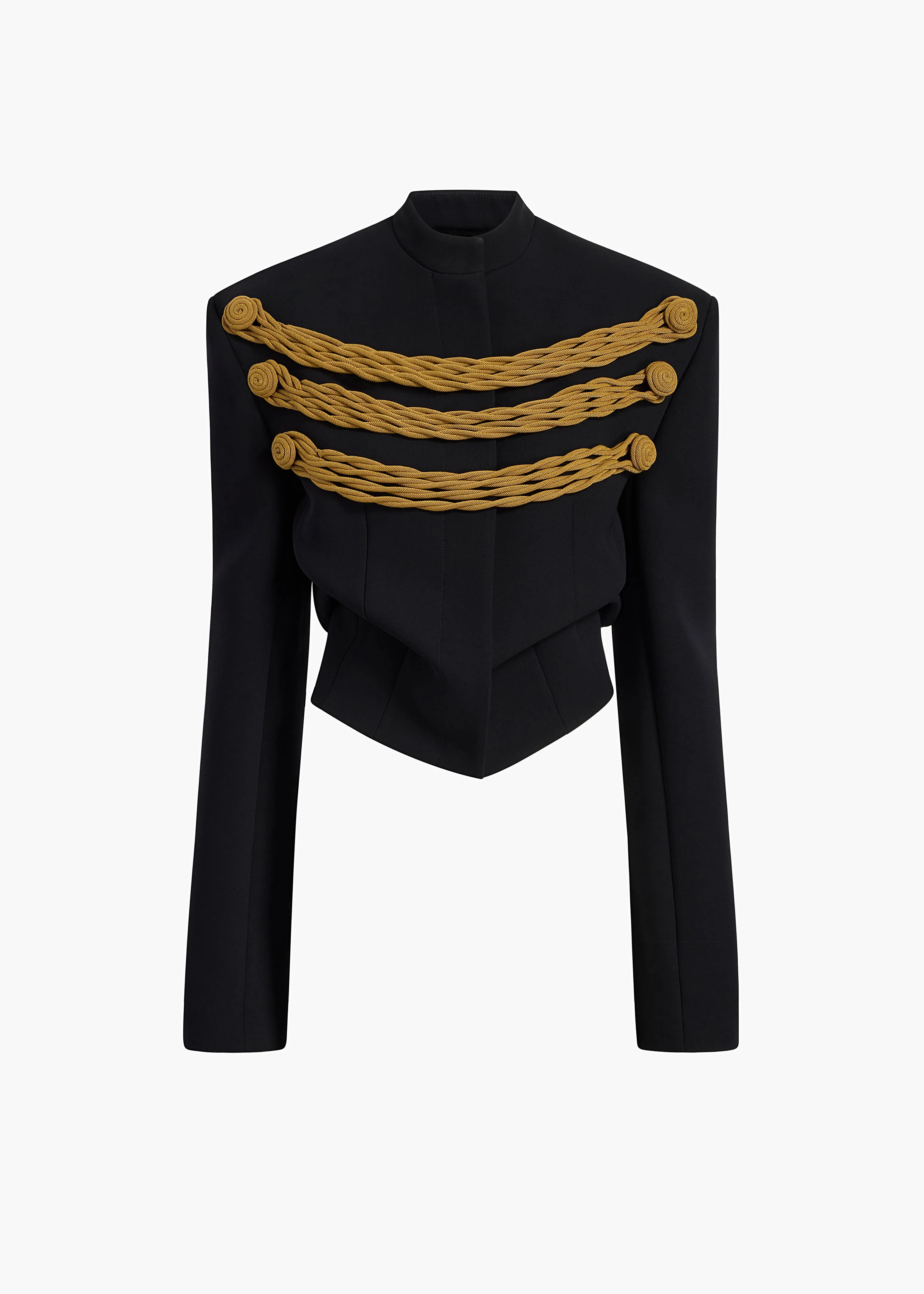 York Jacket With Cord Embroidery in Black and Gold sold by KHAITE
