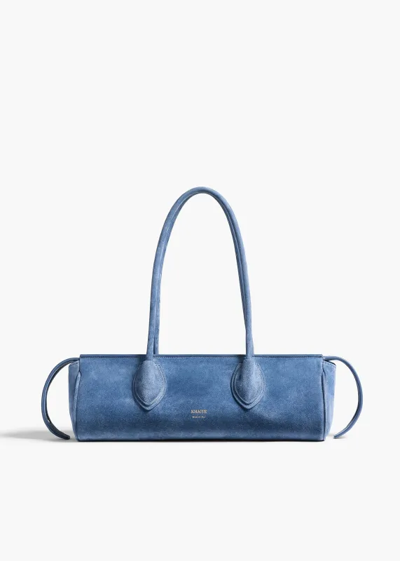 Donna Shoulder Bag in Cloud Iris Suede made by KHAITE