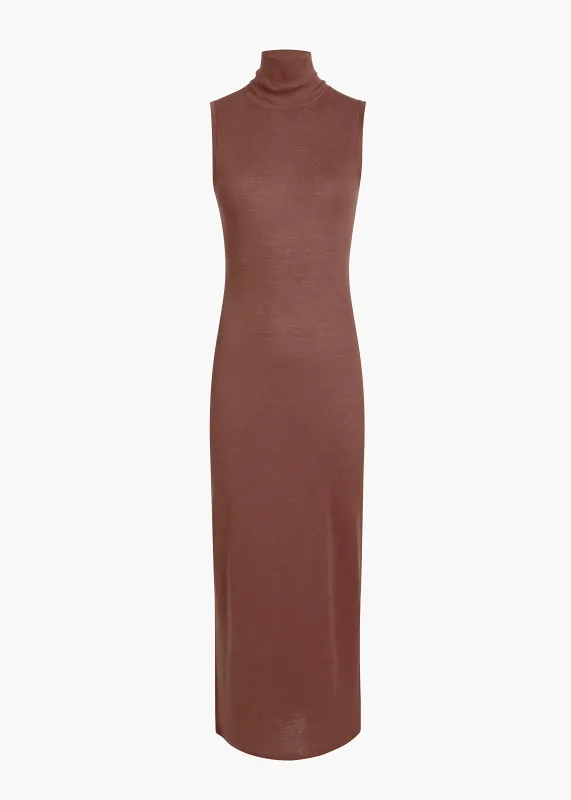 Demi Dress in Chestnut Wool Silk made by KHAITE